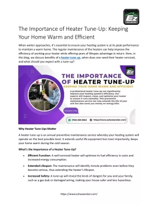 Save on Energy Bills with a Heater Tune-Up