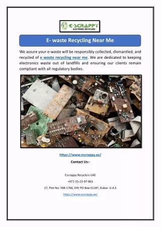 E- waste Recycling Near Me