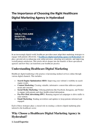 The Right Healthcare Digital Marketing Agency in Hyderabad- ppt