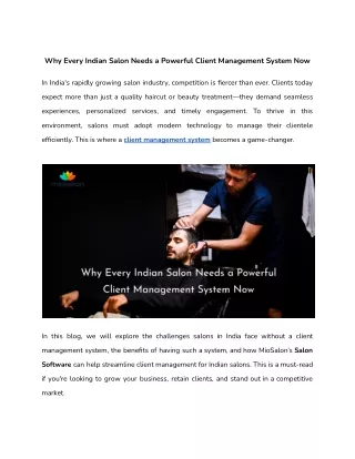 Why Every Indian Salon Needs a Powerful Client Management System NOW