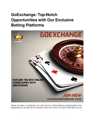 GoExchange_ Top-Notch Opportunities with Our Exclusive Betting Platforms