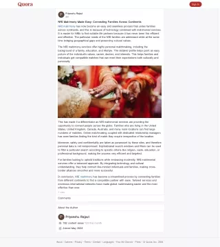 NRI Matrimony Made Easy: Connecting Families Across Continents