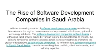 The Rise of Software Development Companies in Saudi Arabia