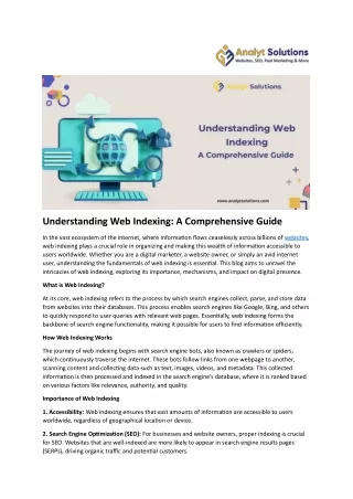 Understanding Web Indexing A Comprehensive Guide