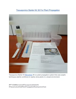 Tissueponics Starter Kit 36 For Plant Propagation