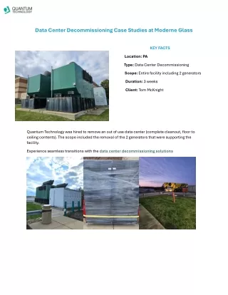 Data Center Decommissioning Case Studies at Moderne Glass