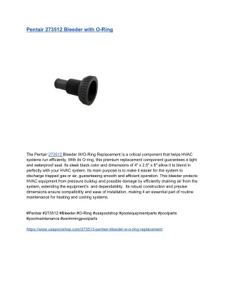 Pentair 273512 Bleeder with O-Ring