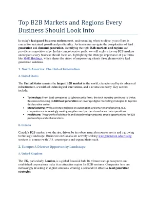 Top B2B Markets and Regions Every Business Should Look Into