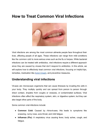 How to Treat Common Viral Infections