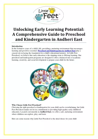 Top-Rated Preschool and Kindergarten in Andheri East for Holistic Learning