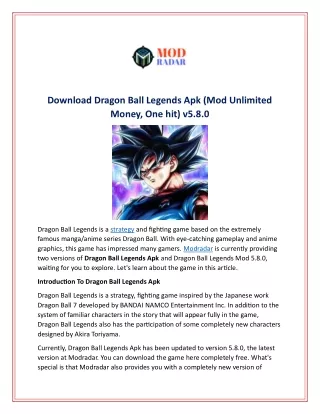 Download Dragon Ball Legends Apk (Mod Unlimited Money, One hit) v5.8.0