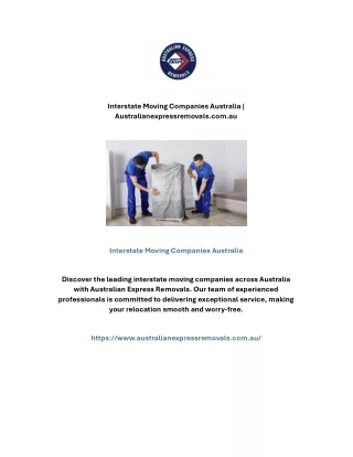 Interstate Moving Companies Australia | Australianexpressremovals.com.au