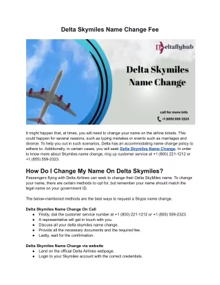 Delta Skymiles Name Change Fee |  1 (855) 559-2323
