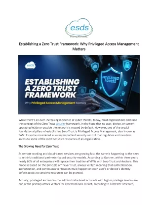 Establishing a Zero Trust Framework Why Privileged Access Management Matters