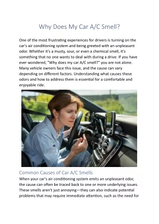 Why Does My Car A/C Smell?