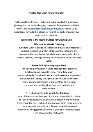 Trusted face wash for glowing skin