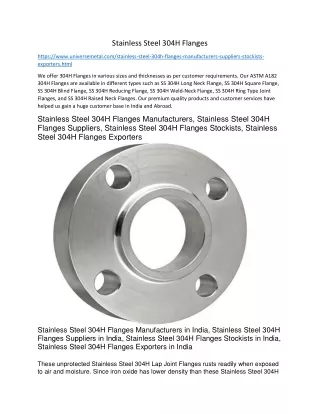 Stainless Steel 304H Flanges Manufacturers in India