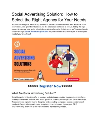 Social Advertising Solution_ How to Select the Right Agency for Your Needs