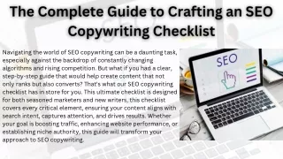 The Complete Guide to Crafting an SEO Copywriting Checklist