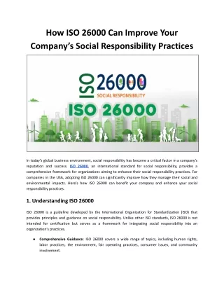 How ISO 26000 Can Improve Your Company’s Social Responsibility Practices