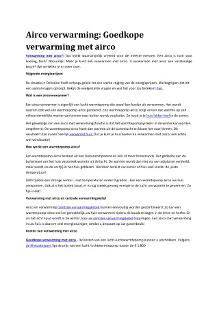 Airco verwarming: Goedkope verwarming met airco