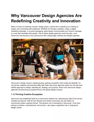 Why Vancouver Design Agencies Are Redefining Creativity and Innovation