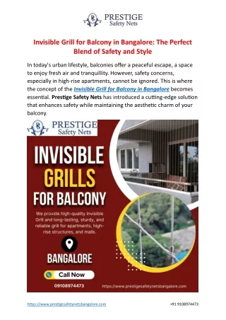 Invisible Grill for Balcony in Bangalore: The Ultimate Safety and Aesthetic Solu