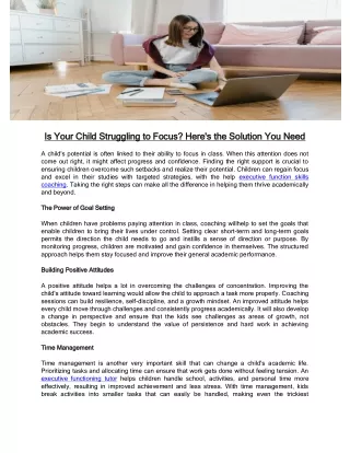 Is Your Child Struggling to Focus? Here's the Solution You Need