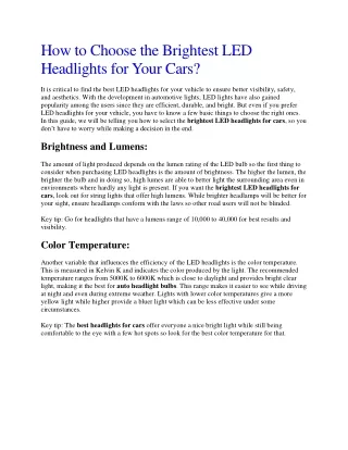 How to Choose the Brightest LED Headlights for Your Cars?