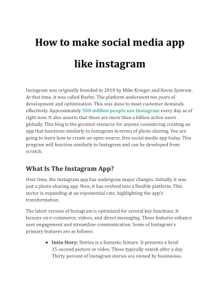 How to make social media app like instagram