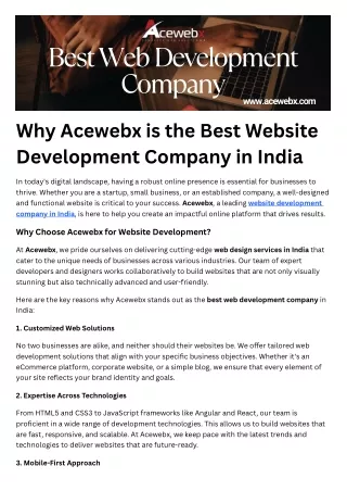 Top Website Development Company in India: Best Web Design Services by Acewebx