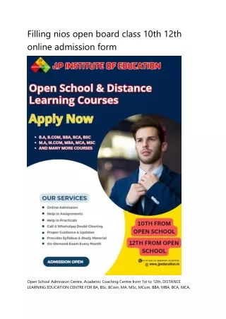 Filling nios open board class 10th 12th online admission form