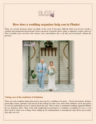 How does a wedding organizer help you in Phuket