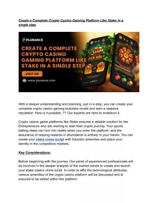 Create a Complete Crypto Casino Gaming Platform Like Stake in a Single Step