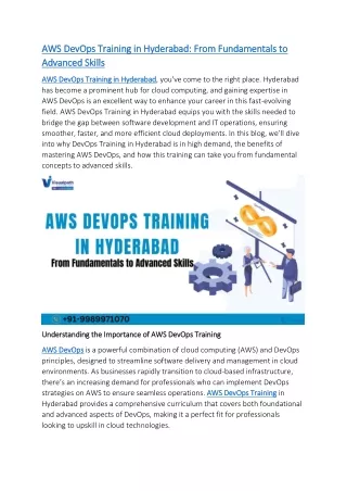 Best AWS DevOps Training in Hyderabad | DevOps Online Training