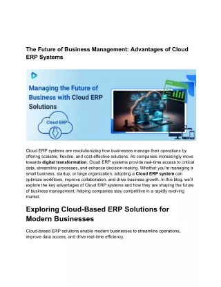 Cloud ERP Solutions: Driving Operational Excellence and Long-Term Success