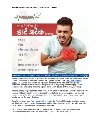 Best Heart Specialist in Jaipur – Dr. Prashant Dwivedi