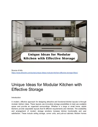 Unique Ideas for Modular Kitchen with Effective Storage