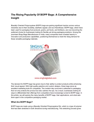 The Rising Popularity Of BOPP Bags A Comprehensive Insight