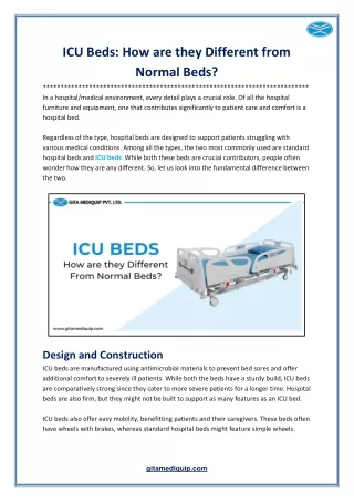 ICU Beds -  How are they Different From Normal Beds