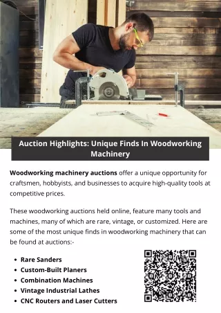 Auction Highlights Unique Finds In Woodworking Machinery