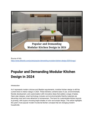 Popular and Demanding Modular Kitchen Design in 2024