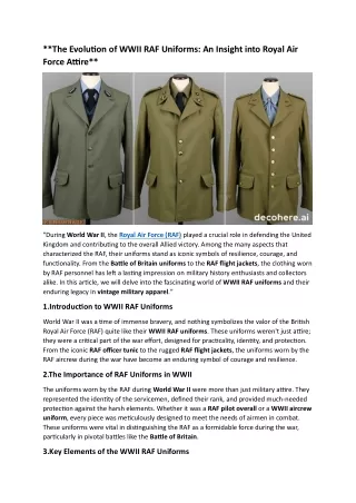 **The Evolution of WWII RAF Uniforms: An Insight into Royal Air Force Attire**