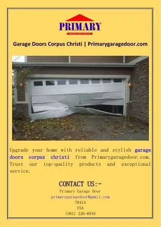 Garage Doors Corpus Christi  Primarygaragedoor.com