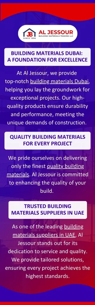 BUILDING MATERIALS DUBAI A FOUNDATION FOR EXCELLENCE