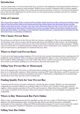 Sourcing Quality Parts for Your Prevost Bus: Where to Buy Online
