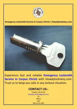 Emergency Locksmith Service In Corpus Christi  Howdylocknkey.com