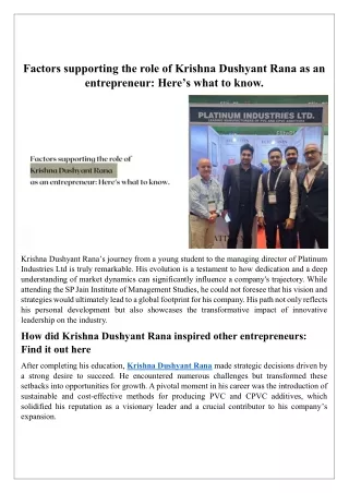 Krishna Dushyant Rana: Inspiring entrepreneurs