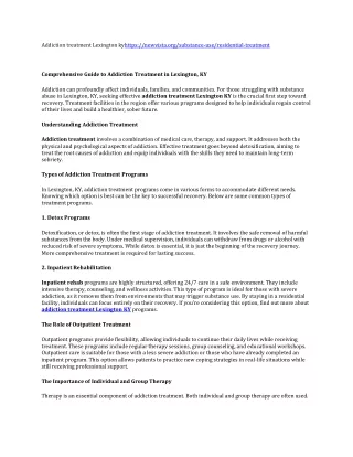 Comprehensive Guide to Addiction Treatment in Lexington, KY
