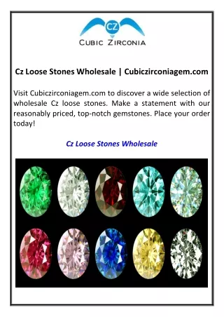 Cz Loose Stones Wholesale Cubiczirconiagem.com